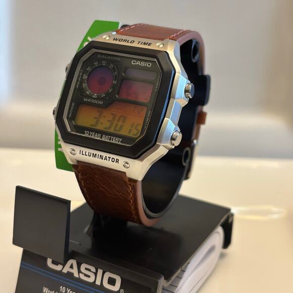 Customed Casio AE1200WH-1CV Leather
 Straps Watch Into the Sunset Gel Filter - Picture 1 of 16